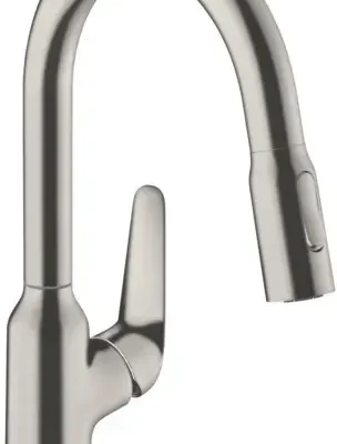 Hansgrohe Focus M42 - virtuves izlietnes maisītājs M4216-H180 ar izvelkamu trauku dušu, sBOX, nerūsējošais tērauds 71821800