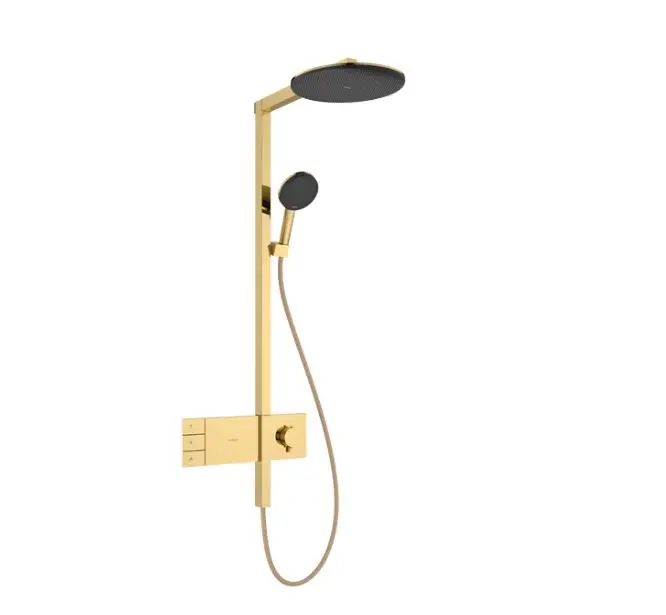 Hansgrohe Raindance Alive S - dušas komplekts ar termostatu, diametrs 30 cm, 3 strūklas veidi, pulēta zelta apdare 24595990