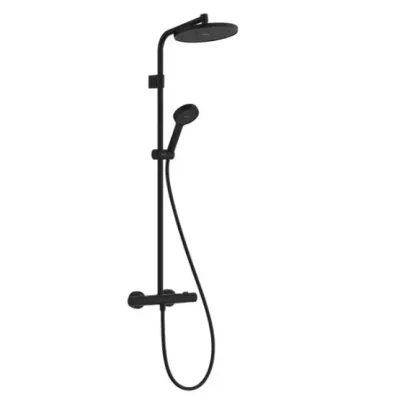 Hansgrohe Activera S - dušas komplekts ar termostatu, diametrs 24 cm, 2 strūklas veidi, EcoSmart+, matēti melns 28083670