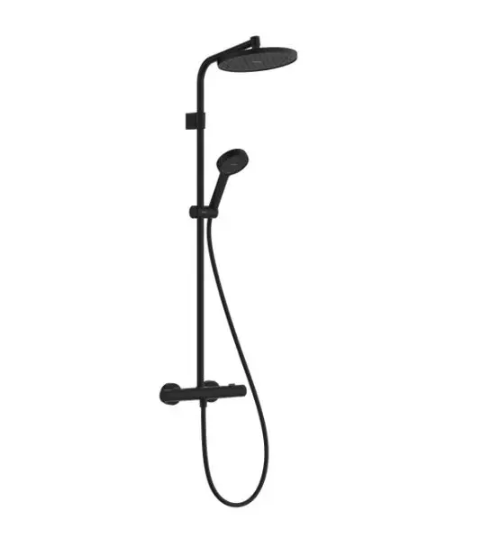 Hansgrohe Activera S - dušas komplekts ar termostatu, diametrs 24 cm, 2 strūklas veidi, EcoSmart+, matēti melns 28083670