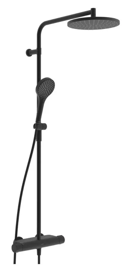 Hansa Viva - dušas komplekts ar termostatu, diametrs 25 cm, 3 strūklas veidi, matēti melns 6515920133