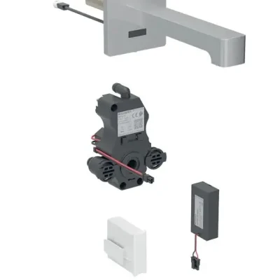 Geberit Brenta - elektronisks zemapmetuma izlietnes vārsts, darbība ar baterijām, easy to clean, birstēts nerūsējošais tērauds 116.273.SN.1
