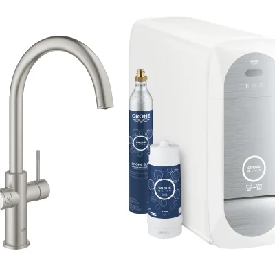 Grohe Blue Home - virtuves izlietnes maisītājs ar dzesēšanas iekārtu un ūdens filtru, SuperSteel 31455DC1