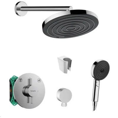 Hansgrohe/Kielle - dušas komplekts ar zemapmetuma maisītāju un montāžas korpusu, hroms SANI21HHK000