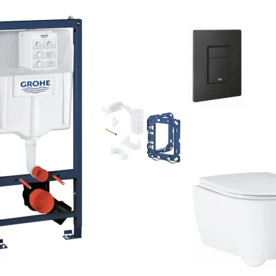 Grohe Rapid SL - komplekts priekšsienas elements, WC ar SoftClose sēdekli, vadības plati Even un Fresh pārveidošanas komplektu, phantom black SANI11BB5139