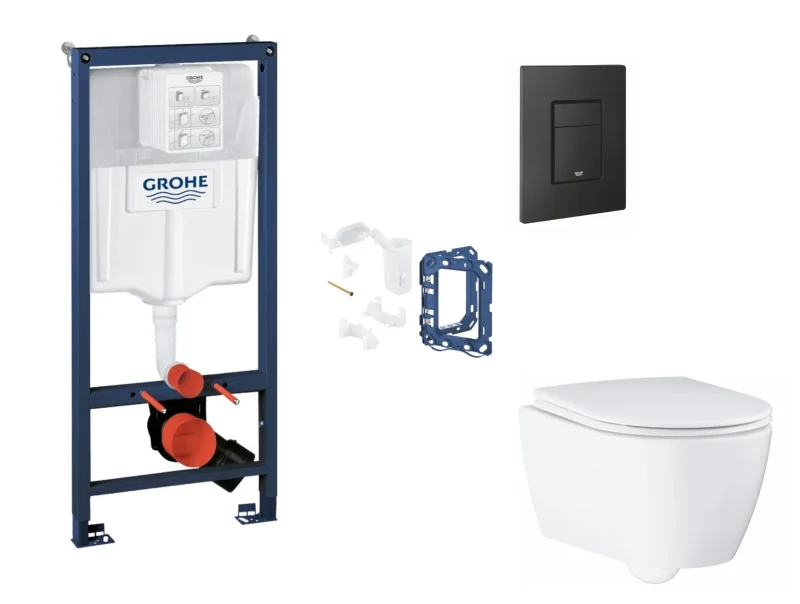Grohe Rapid SL - komplekts priekšsienas elements, WC ar SoftClose sēdekli, vadības plati Even un Fresh pārveidošanas komplektu, phantom black SANI11BB5139