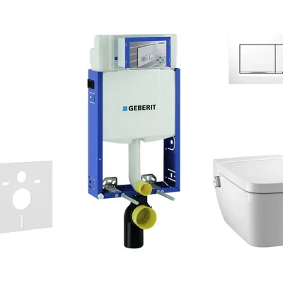 Geberit Kombifix - uzstādīšanas elements sienas WC ar vadības plati Sigma20, balts/hroms spīdīgs + Tece One - dušas WC un WC sēdeklis, bez apmales, SoftClose 110.302.00.5 NT5