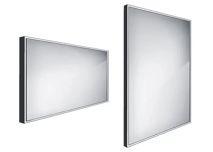 Nimco spogulis - spogulis ar LED apgaismojumu, 120x70 cm, alumīnijs/melns ZPC 13006-90
