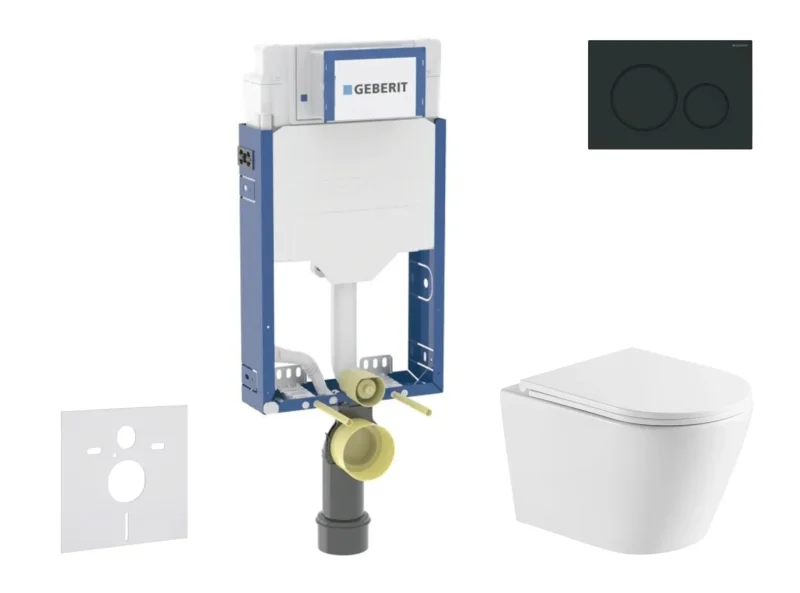 Geberit Kombifix - komplekts priekšsienas elements, Nefia WC ar Softclose sēdekli un Sigma20 vadības plati, matēti melns/melns SANI15CA5151