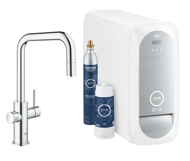 Grohe Blue Home - virtuves izlietnes maisītājs Connected, ar dzesēšanas iekārtu un ūdens filtru, hromēts 31543000