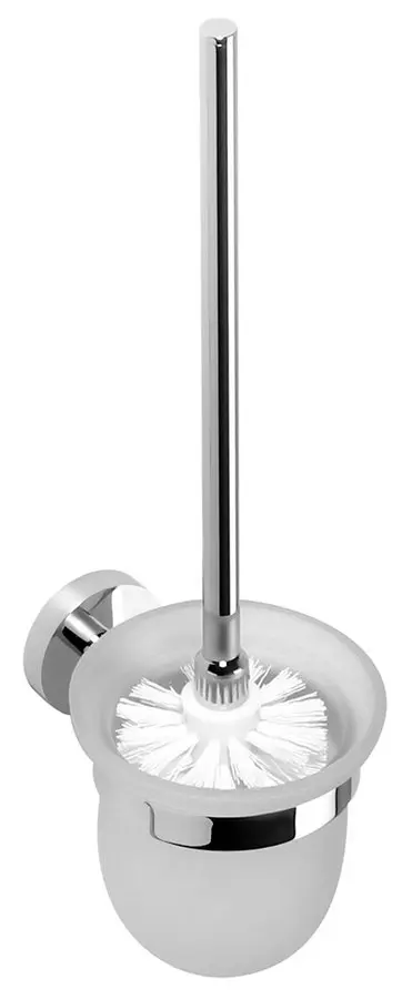 Sapho X-Round - tualetes birste ar turētāju, montāža pie sienas, piena stikls / hromēts XR303