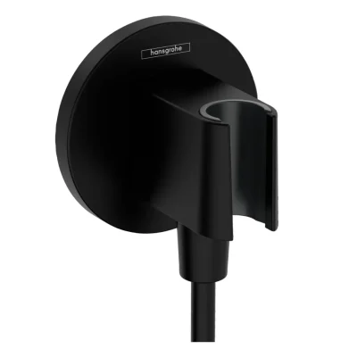 Hansgrohe Fixfit - sienas pieslēguma līkums ar dušas turētāju, matēti melns 26888670