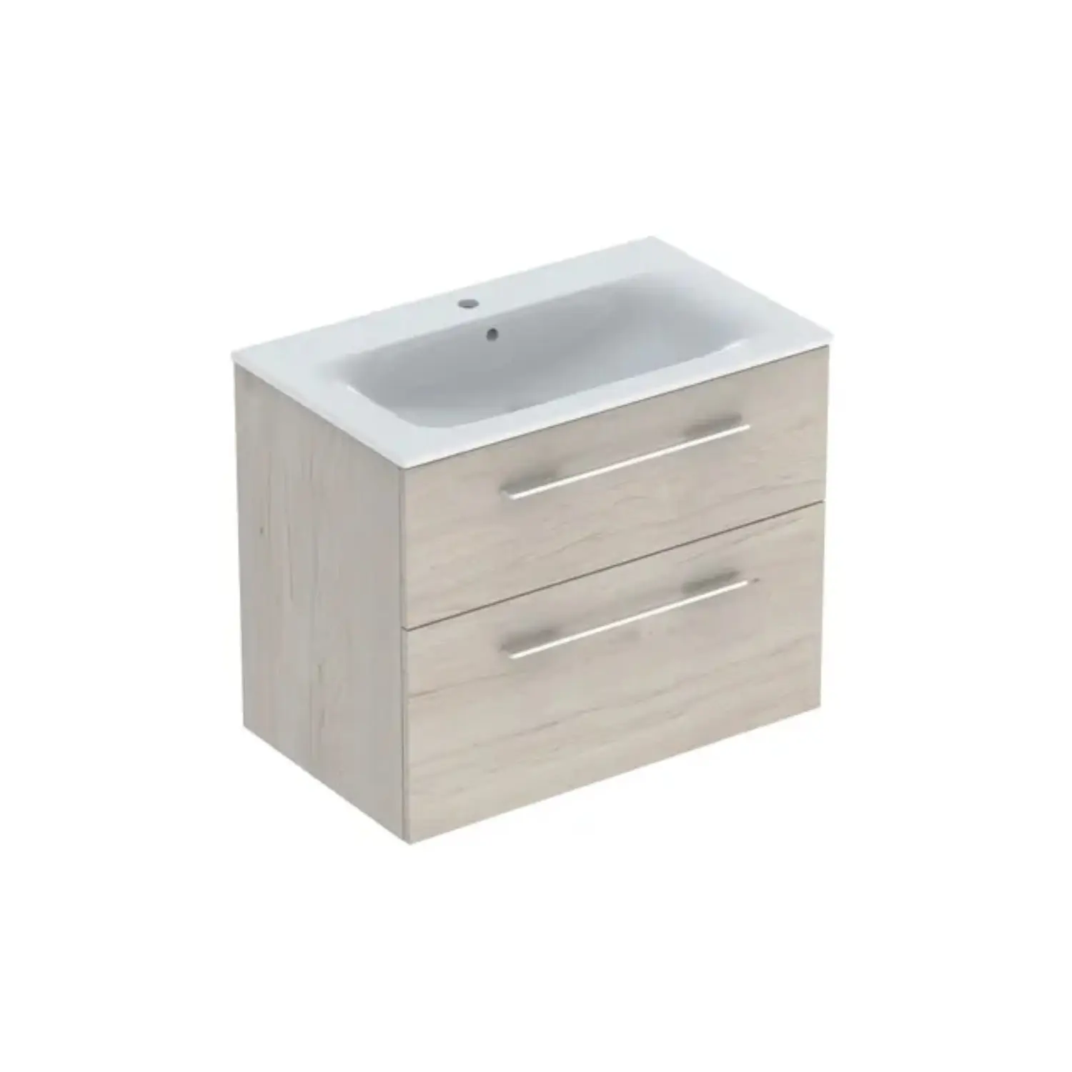 Geberit Selnova Square - izlietnes skapis 64x54x48 cm, ar izlietni, 2 atvilktnēm, gaišs Nuss Hickory 501.243.00.1