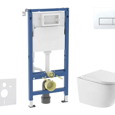 Geberit Duofix - komplekts: priekšsienas elements, WC Oudee ar SoftClose sēdekli un Delta50 vadības plati, Alpu balts SANI11CA31125