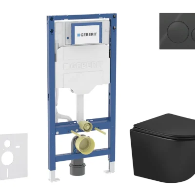 Geberit Duofix - komplekts priekšsienas elements, WC Oudee ar SoftClose sēdekli un Sigma20 vadības plati, melns spīdīgs/melns matēts SANI11CA5506