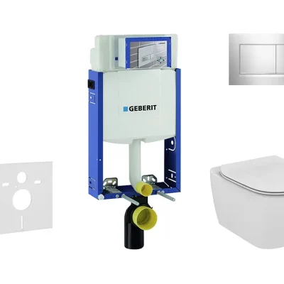 Geberit Kombifix - instalācijas elements piekaramajam WC ar vadības plati Sigma20, spīdīgs hroms/matēts hroms + Ideal Standard Tesi - WC un WC sēdeklis, Aquablade, SoftClose 110.302.00.5 NU6