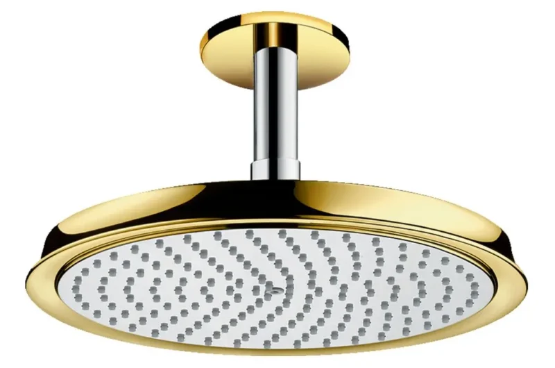 Hansgrohe Raindance Classic - galvas duša 240 Air, 1 strūklas veids ar 10 cm griestu izvadu, hroms/zelts 27405090