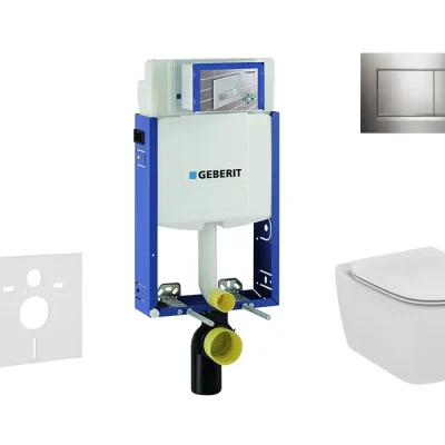 Geberit Kombifix - montāžas elements sienas WC ar vadības plati Sigma20, balts/hroms spīdīgs + Ideal Standard Tesi - WC un WC sēdeklis 110.302.00.5 NF6