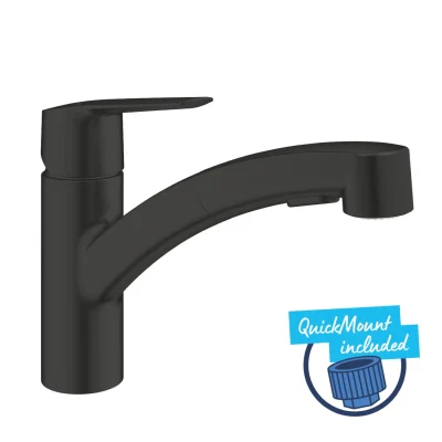 Grohe QuickFix Start - virtuves izlietnes maisītājs ar izvelkamu dušu, matēti melns 305312431