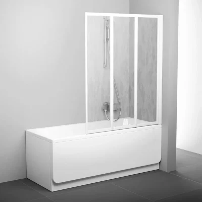 Ravak Supernova - salokāma trīsdaļīga vannas siena VS3 115, 115x140 cm, balta/Rain 795S010041