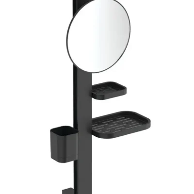 Ideal Standard ALU+ - kosmētikas spogulis ar plauktu un zobu birstes glāzi, zīda melns BD589XG