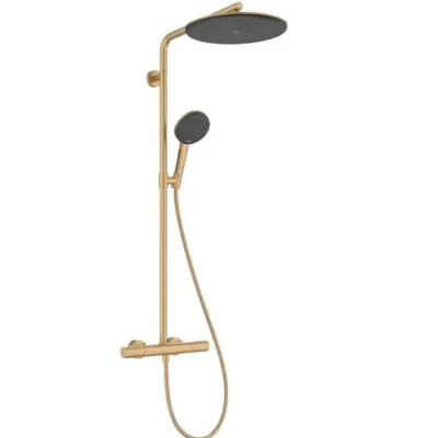 Hansgrohe Raindance Alive S Puro - dušas komplekts ar termostatu, 21x34 cm, 3 strūklas veidi, birstēta bronza 24592140