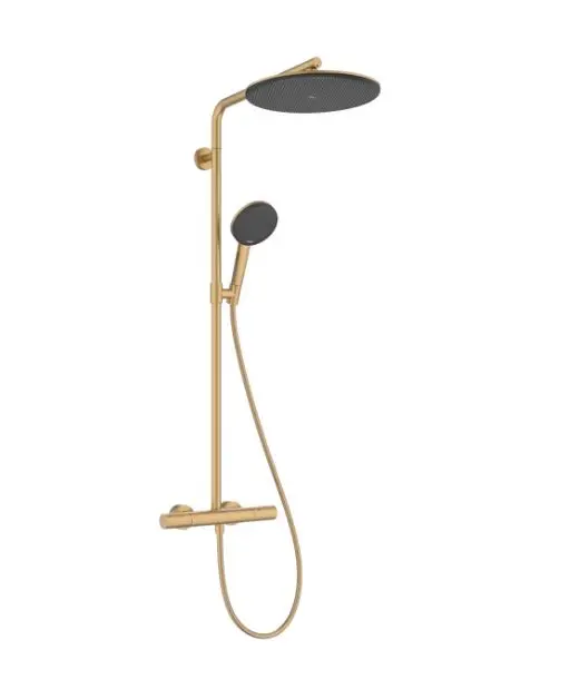 Hansgrohe Raindance Alive S Puro - dušas komplekts ar termostatu, 21x34 cm, 3 strūklas veidi, birstēta bronza 24592140
