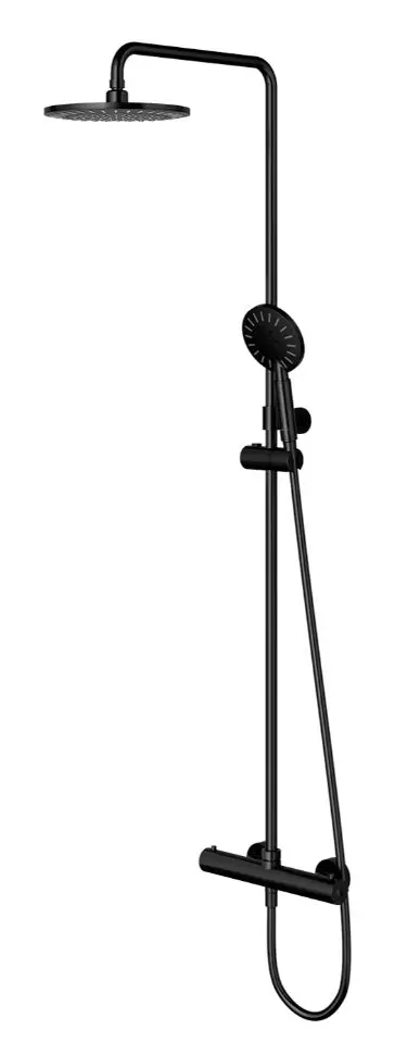 OMNIRES Y - dušas komplekts ar termostatu, diametrs 23 cm, 3 strūklas veidi, matēti melns Y1244NBL
