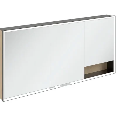 Villeroy & Boch My View+ - spoguļskapītis ar LED apgaismojumu 160x75x17 cm, 3 durvis, Nordic Oak/matēti melns B48116VJ
