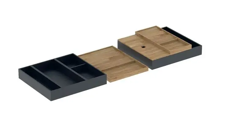 Geberit - 4 daļu atvilktnes ieliktņu komplekts, melns/bambuss 502.352.00.1