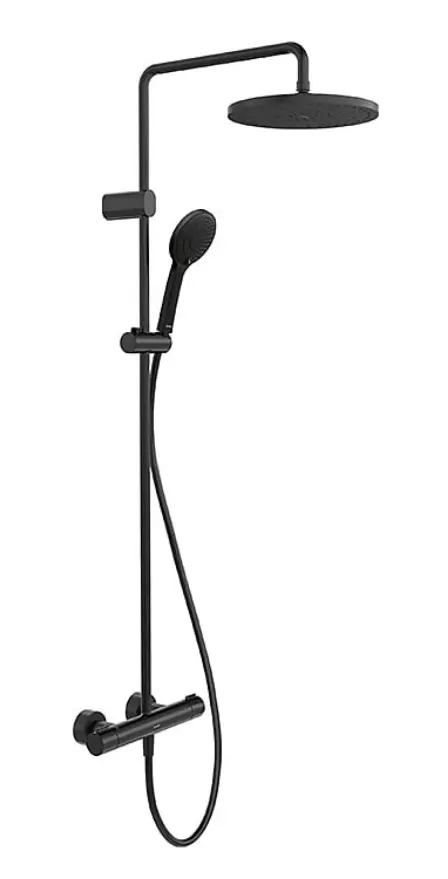 Duravit dušas - dušas komplekts ar termostatu, diametrs 25 cm, 3 strūklas veidi, matēti melns TH4282008046
