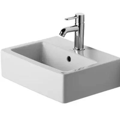 Duravit Vero - iebūvējama roku mazgājamā izlietne 45x35 cm, 1 caurums jaucējkrānam, ar WonderGliss, Alpu balts 07044500271