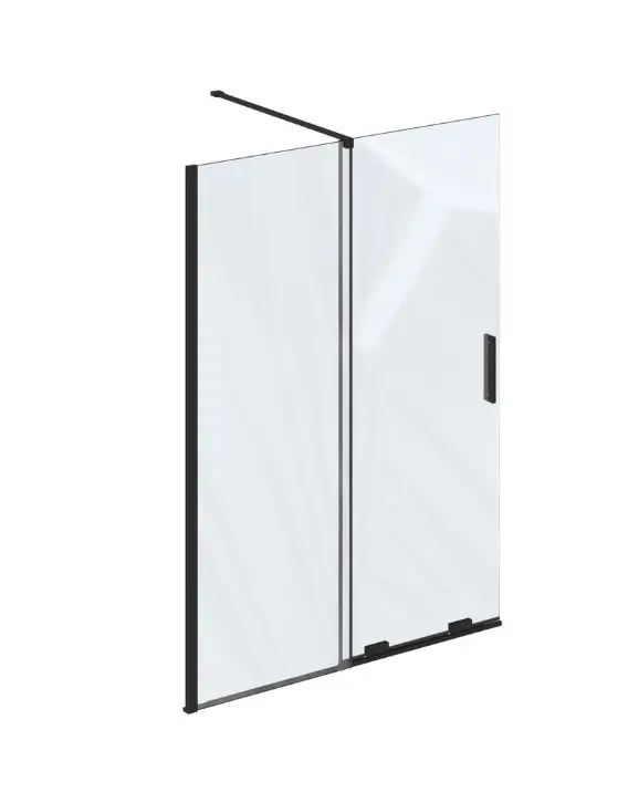 Ravak Roll - dušas starpsiena Walk-In 110x195 cm, melna/caurspīdīgs stikls X9WVD0300Z1
