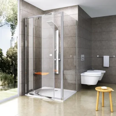 Ravak Pivot - dušas siena PPS-90, 87-90 cm, balts/caurspīdīgs stikls 90G70100Z1