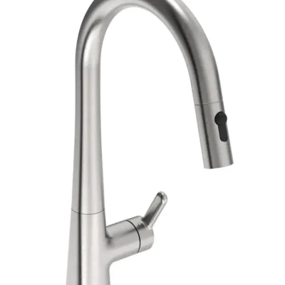 Hansa Designo - virtuves izlietnes maisītājs ar izvelkamu dušu, matēts tērauds 5136228380