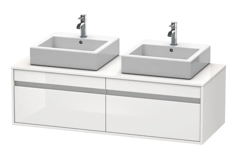 Duravit Ketho - izlietnes skapītis 43x140x55 cm, ar 2 atvilktnēm, balts spīdīgs KT6697B2222