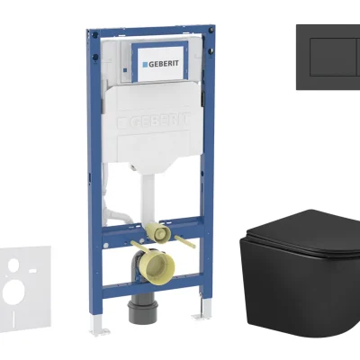 Geberit Duofix - komplekts priekšsienas elements, WC Oudee ar SoftClose sēdekli un Sigma20 vadības plati, matēti melns/melns SANI11CA5503