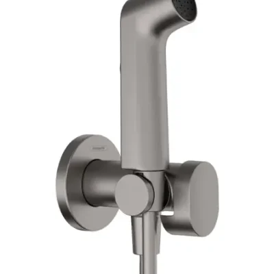 Hansgrohe - zemapmetuma bidē maisītājs ar rokas dušu, birstēts melns hroms 29232340
