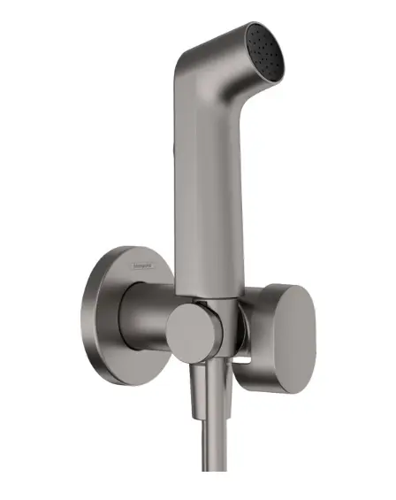 Hansgrohe - zemapmetuma bidē maisītājs ar rokas dušu, birstēts melns hroms 29232340