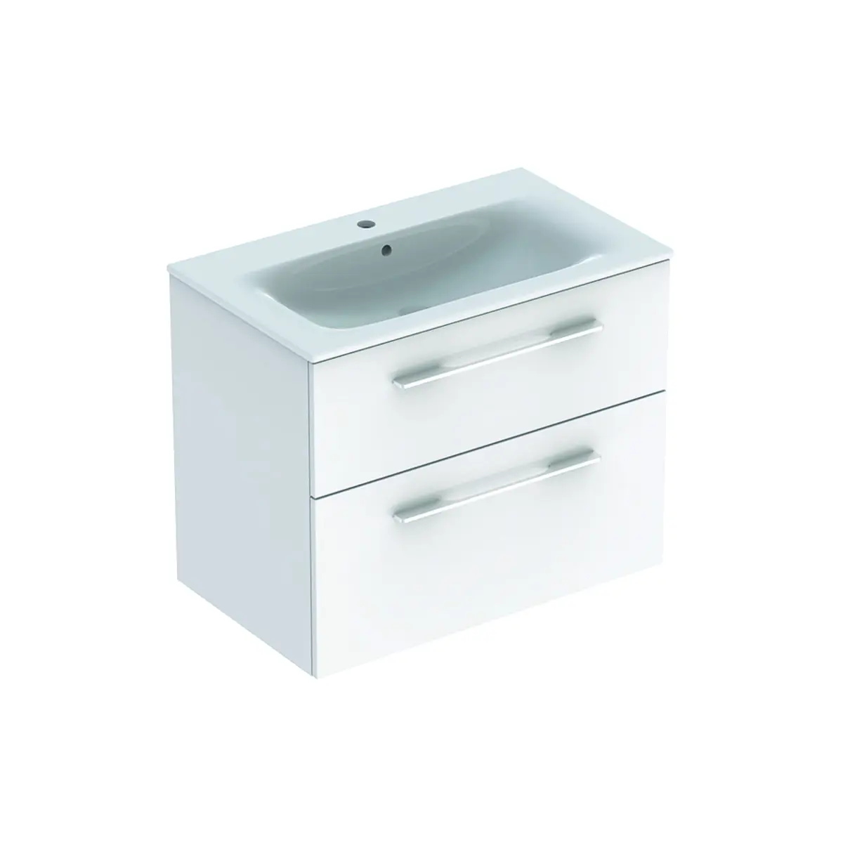 Geberit Selnova Square - izlietnes skapītis 64x54x48 cm, ar izlietni, 2 atvilktnēm, spīdīgi balts 501.240.00.1