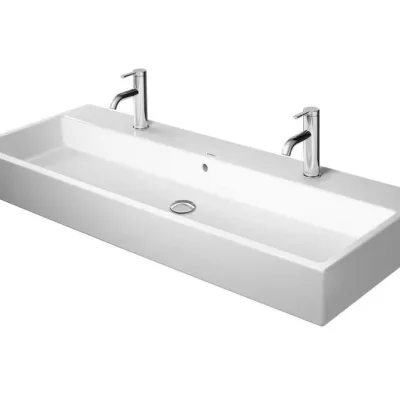 Duravit Vero Air - mēbeļu dubultā izlietne 120x47 cm, ar pārplūdi, ar jaucējkrāna caurumiem, WonderGliss, balta 23501200261