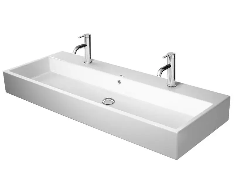 Duravit Vero Air - mēbeļu dubultā izlietne 120x47 cm, ar pārplūdi, ar jaucējkrāna caurumiem, WonderGliss, balta 23501200261