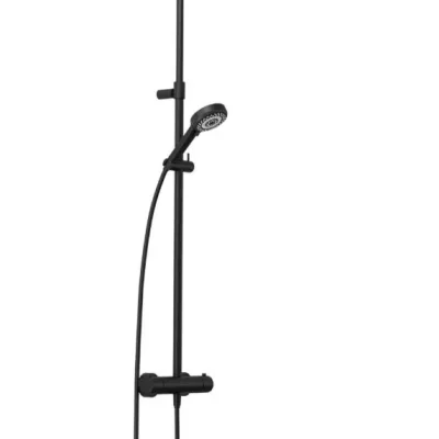 Kludi Dive - dušas komplekts ar termostatu, diametrs 20 cm, 3 strūklas veidi, matēti melns 6807939-00