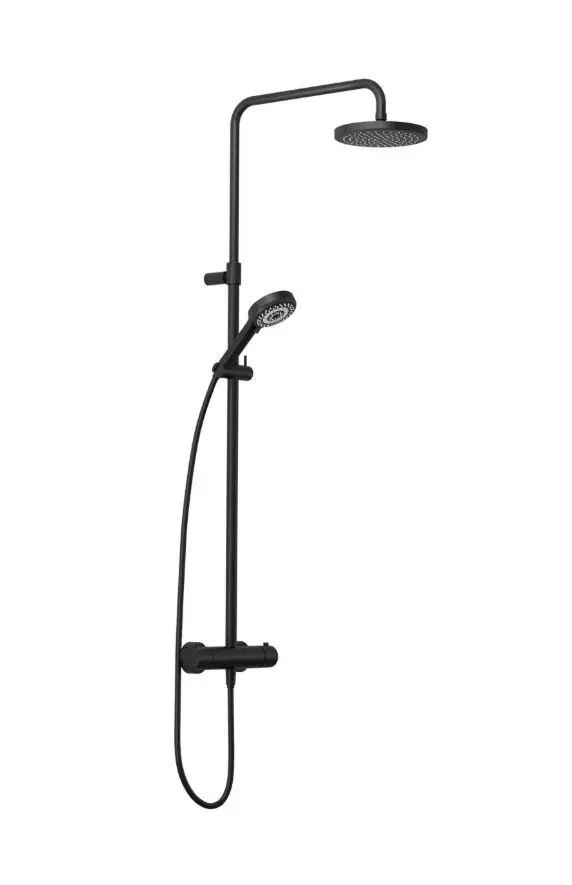 Kludi Dive - dušas komplekts ar termostatu, diametrs 20 cm, 3 strūklas veidi, matēti melns 6807939-00
