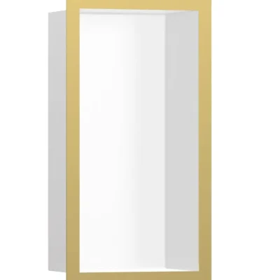 Hansgrohe XtraStoris Individual - sienas niša ar dizaina rāmi, 30x15x10 cm, balts matēts/pulēta zelta apdare 56096990