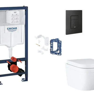 Grohe Rapid SL - komplekts priekšsienas elements, WC ar SoftClose sēdekli, vadības plati Even un Fresh pārveidošanas komplektu, Triple Vortex, phantom black SANI11BB5135