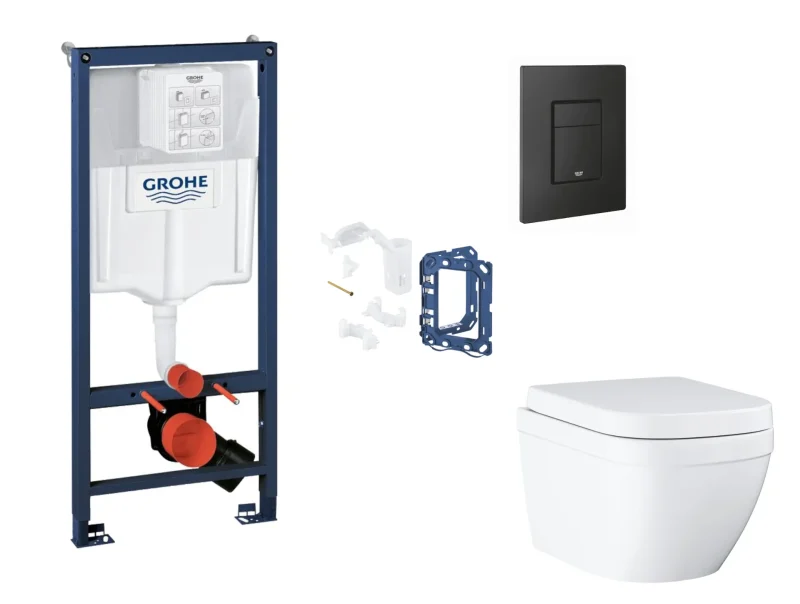 Grohe Rapid SL - komplekts priekšsienas elements, WC ar SoftClose sēdekli, vadības plati Even un Fresh pārveidošanas komplektu, Triple Vortex, phantom black SANI11BB5135