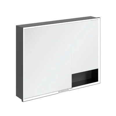Villeroy & Boch My View+ - spoguļskapītis ar LED apgaismojumu 100x75x17 cm, 2 durvis, grafīts/matēti melns B48210VR