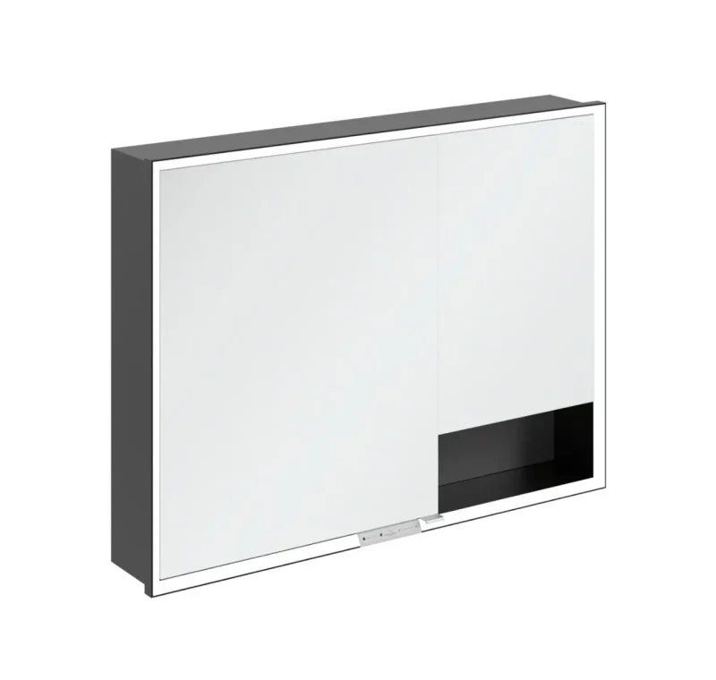 Villeroy & Boch My View+ - spoguļskapītis ar LED apgaismojumu 100x75x17 cm, 2 durvis, grafīts/matēti melns B48210VR