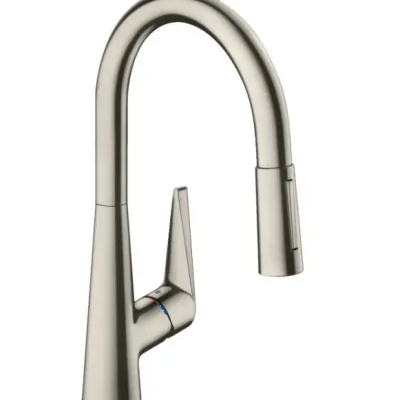 Hansgrohe Talis M51 - virtuves izlietnes maisītājs M5116-H160 ar izvelkamu trauku dušu, sBOX, nerūsējošais tērauds 73850800